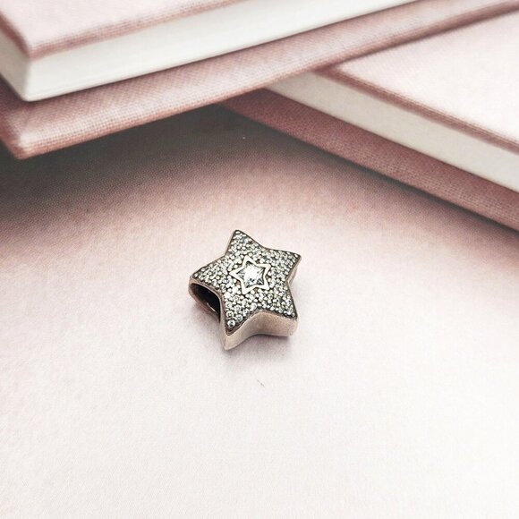 Pandora Wishing Star Sparkly CZ Pave 925 Sterling Silver Charm Authentic - Picture 1 of 3